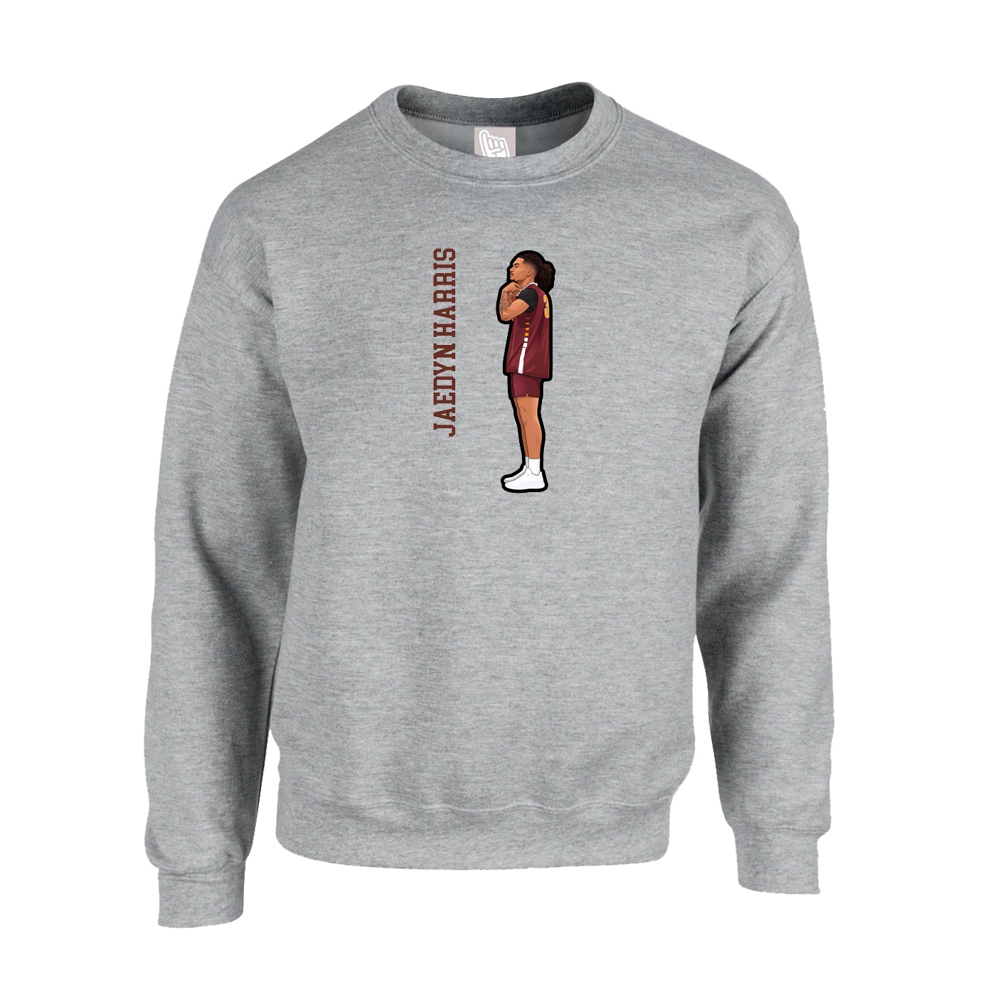 Fleece Crew — Name Vertical in Grey