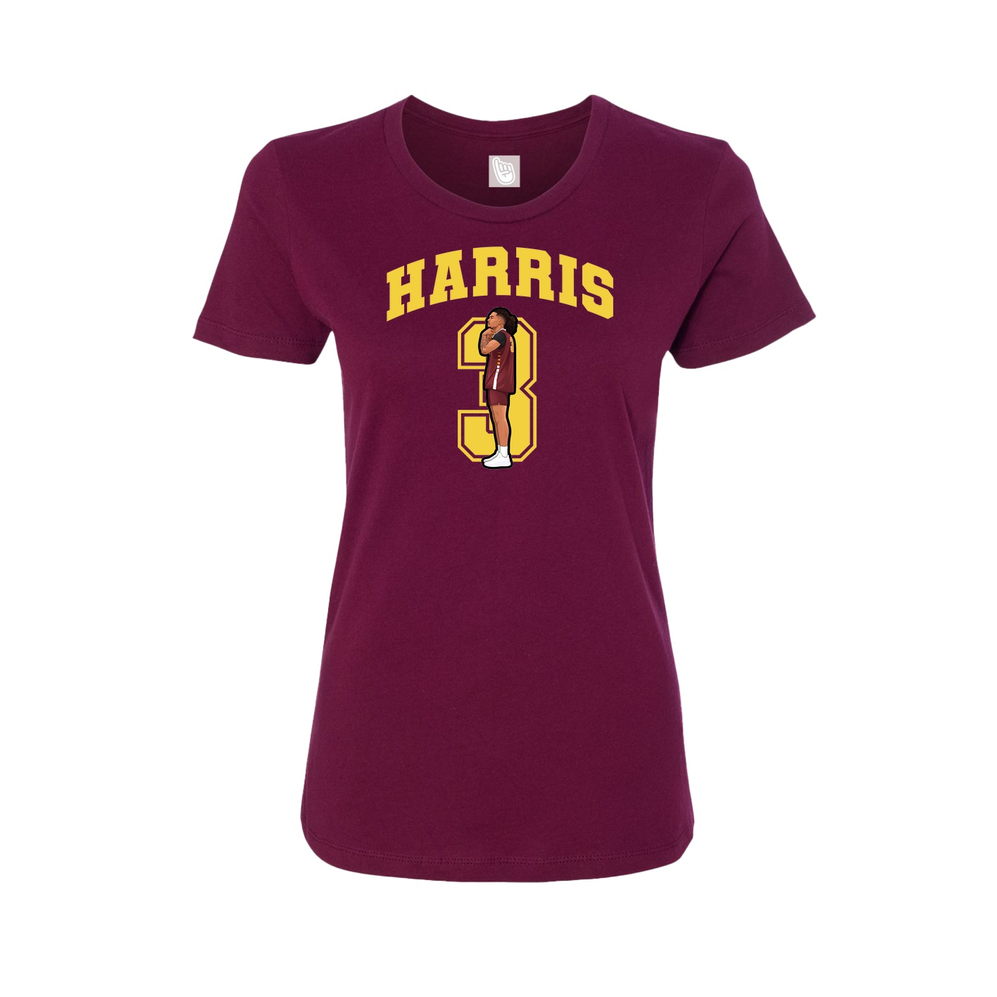 Fitted Women's Tee — Number in Maroon