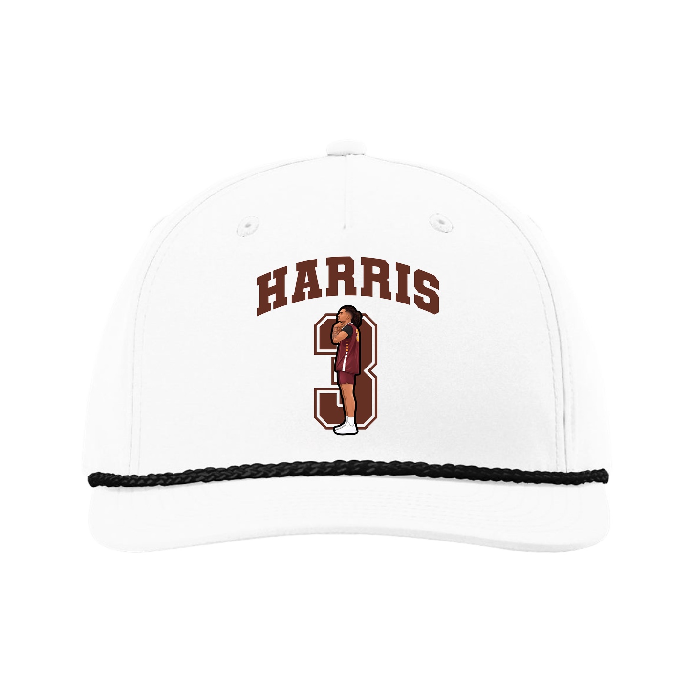 Five-Panel Classic Rope Cap — Number in White