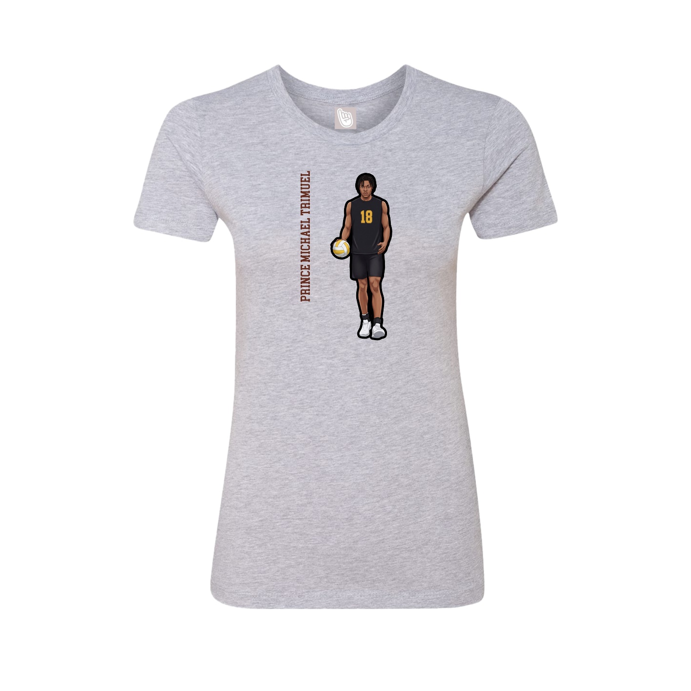 Fitted Women's Tee — Name Vertical in Grey