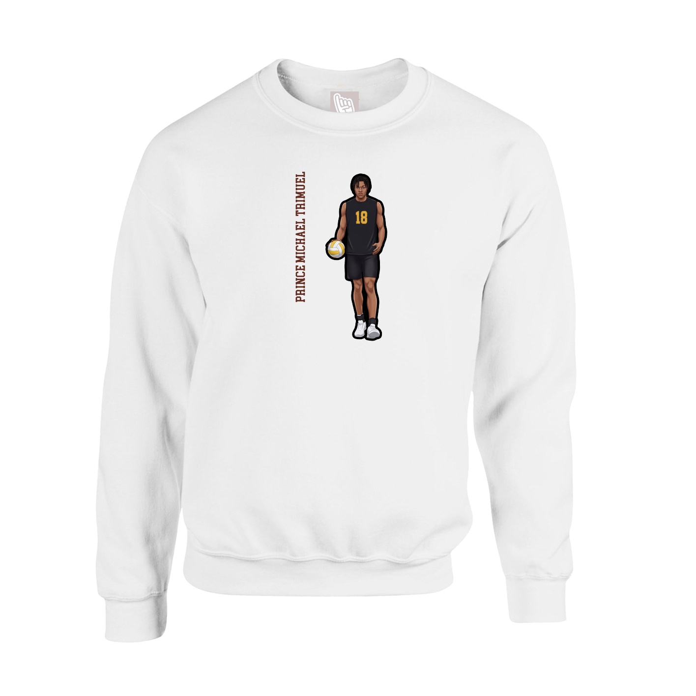 Fleece Crew — Name Vertical in White