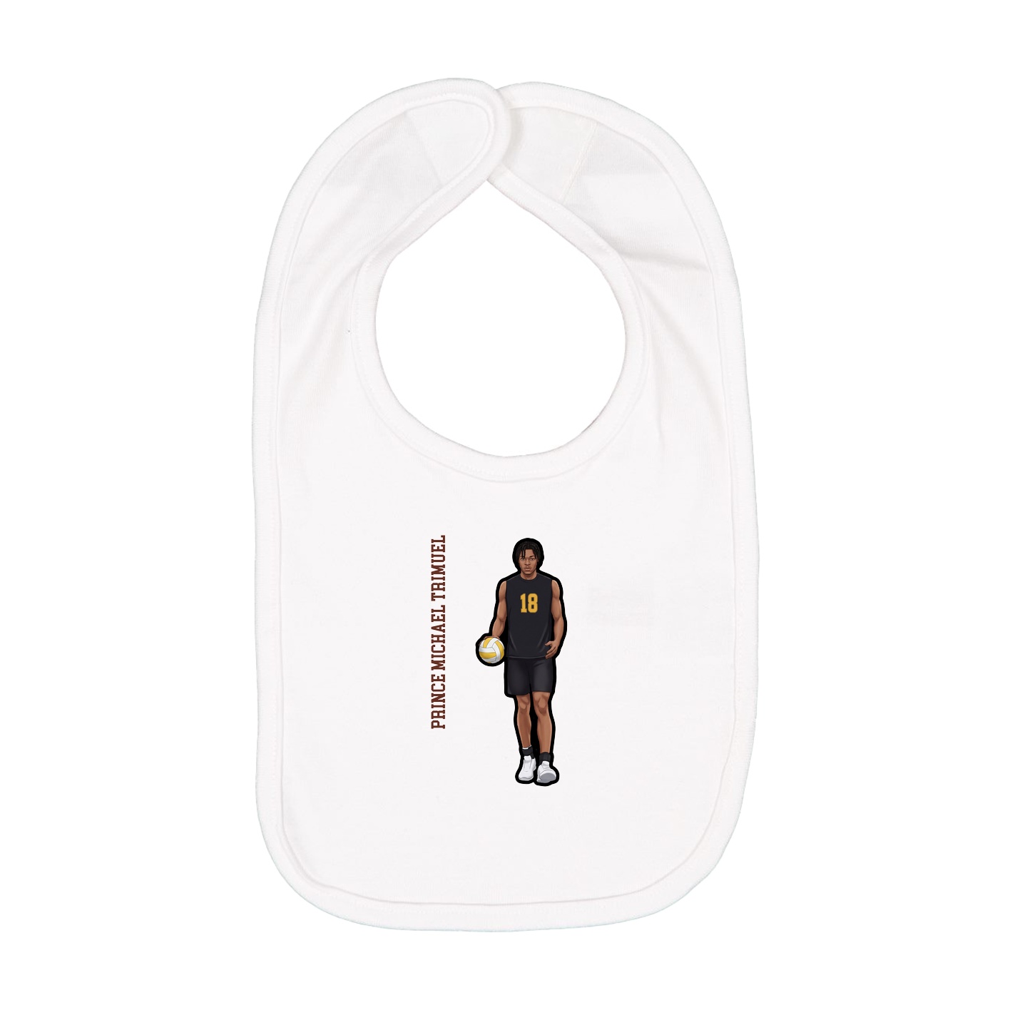 Infant Bib — Name Vertical in White