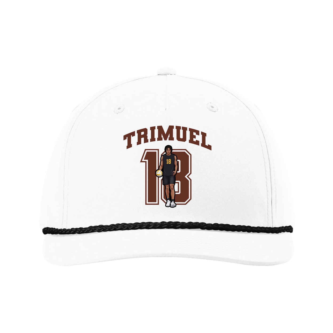 Five-Panel Classic Rope Cap — Number in White