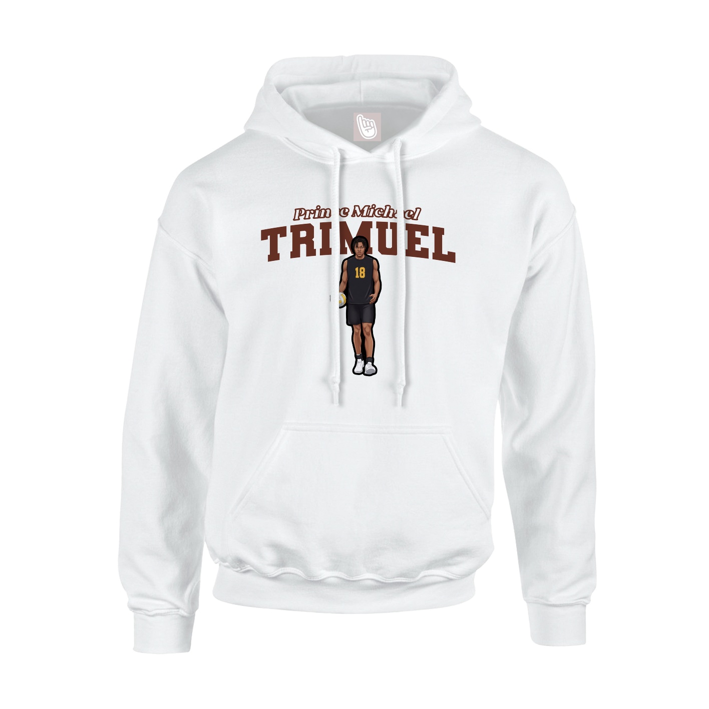 Youth Hoodie — Name Arch in White