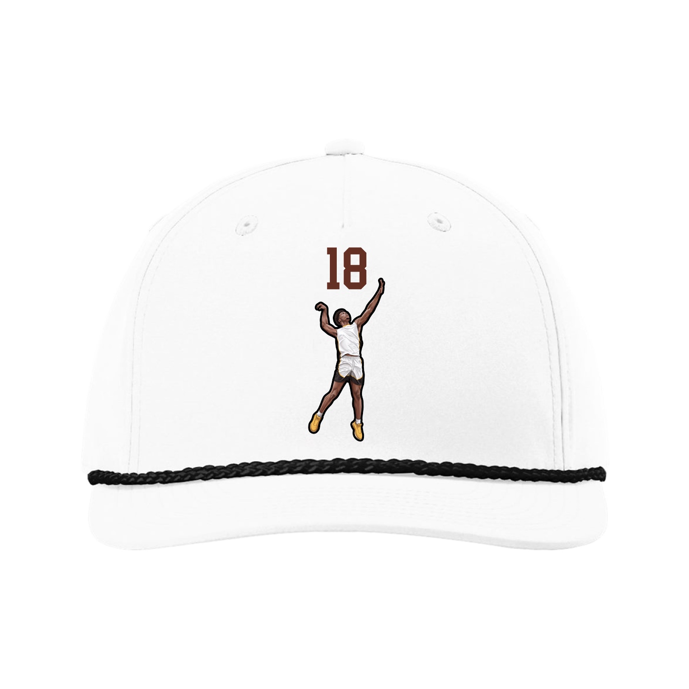 Five-Panel Classic Rope Cap — Number Top in White