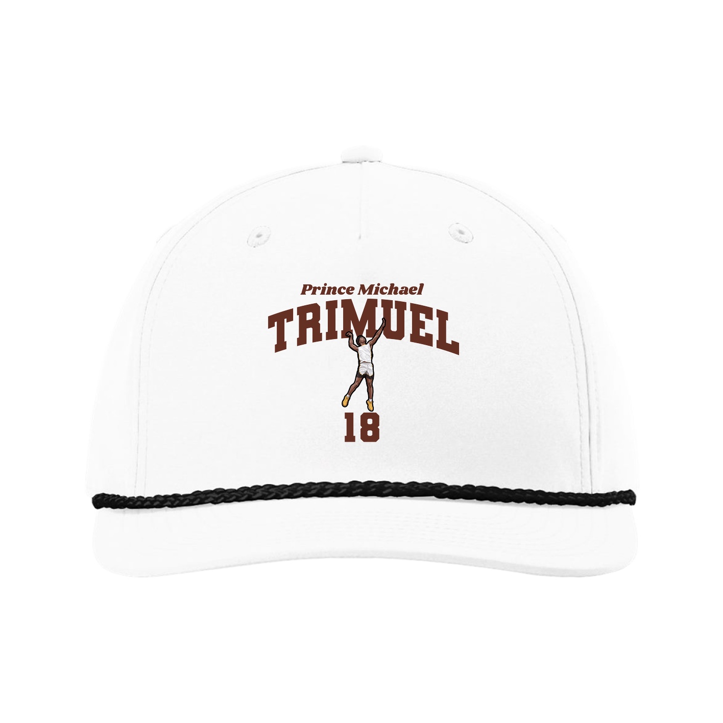 Five-Panel Classic Rope Cap — Signature Arch in White