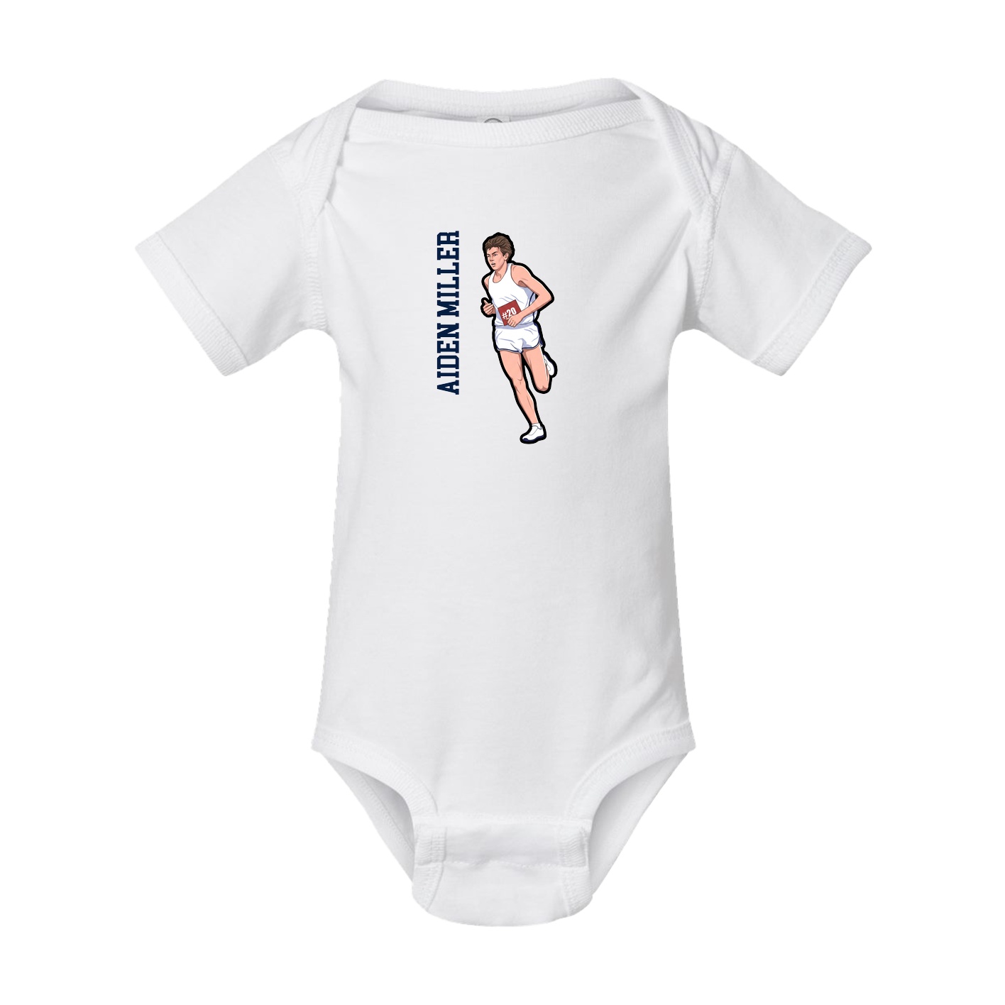Baby Onesie — Name Vertical in White