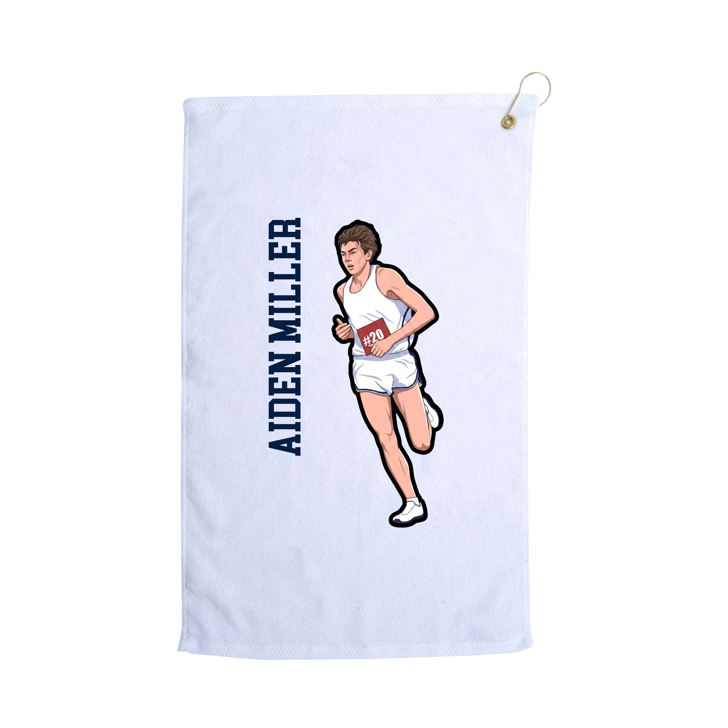 Golf Towel — Name Vertical in White
