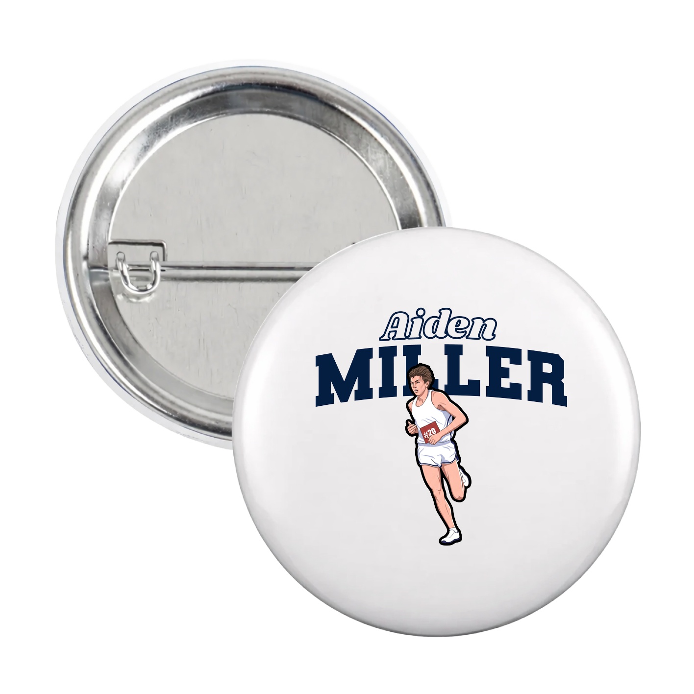 Game Day Button — Name Arch in White