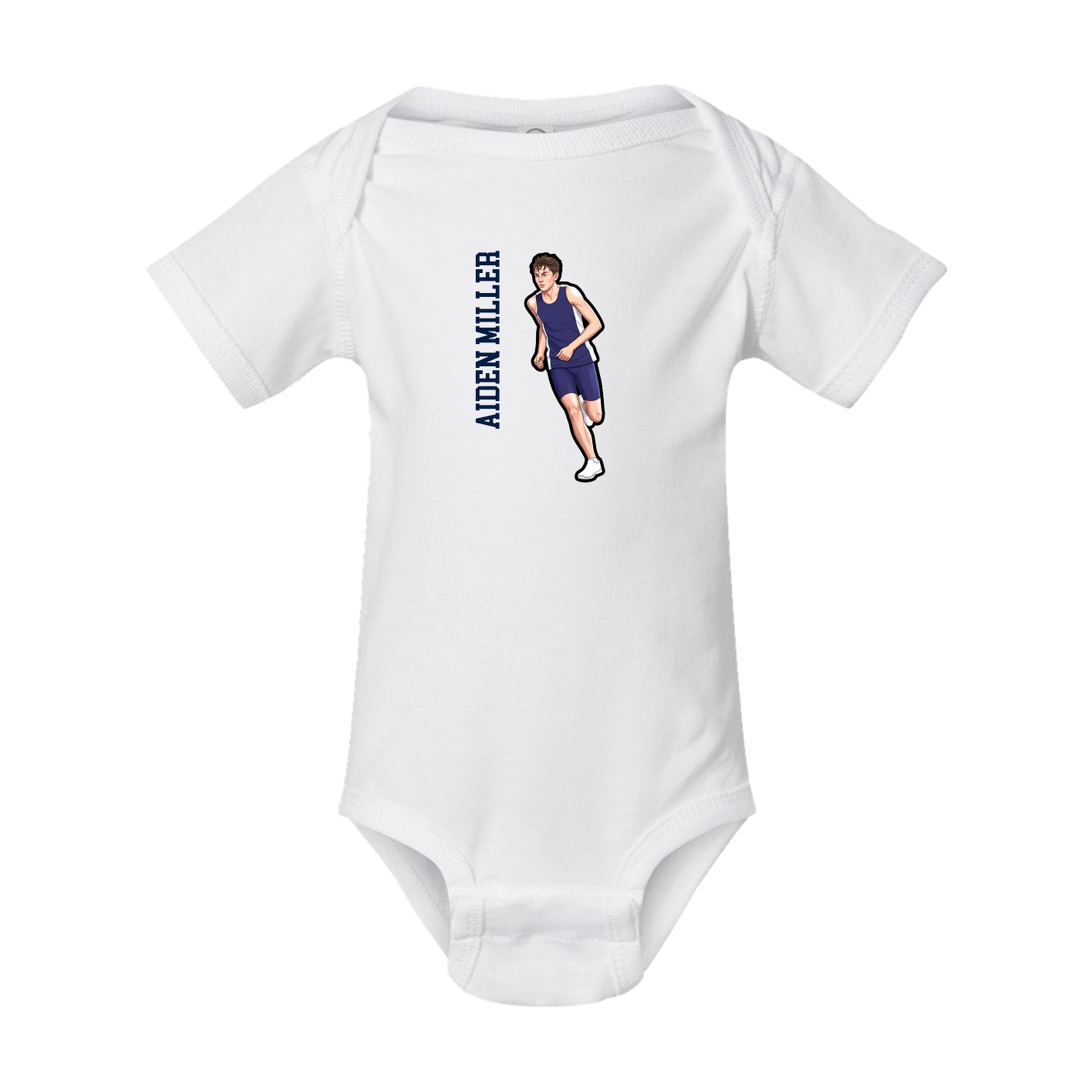 Baby Onesie — Name Vertical in White