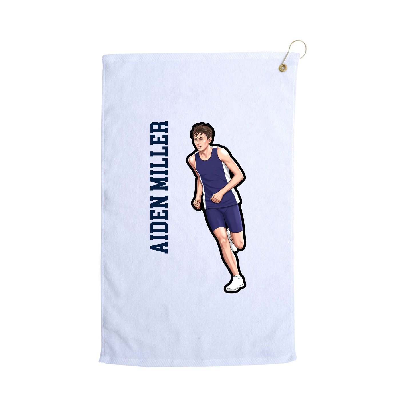 Golf Towel — Name Vertical in White