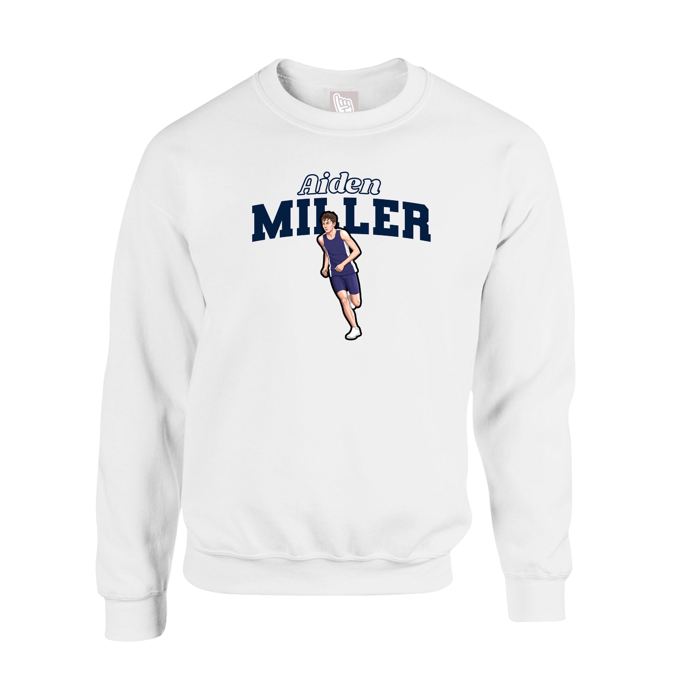 Fleece Crew — Name Arch in White