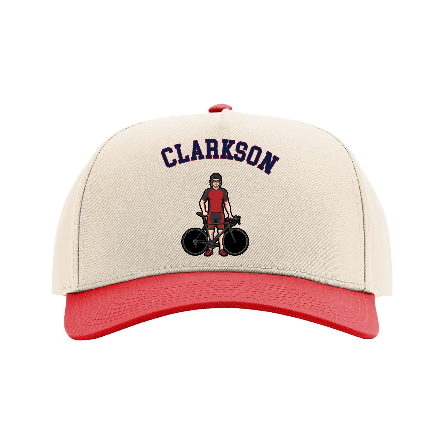 Full Fabric Five-Panel Champ Cap — Shirsey Arch in Cream/Red
