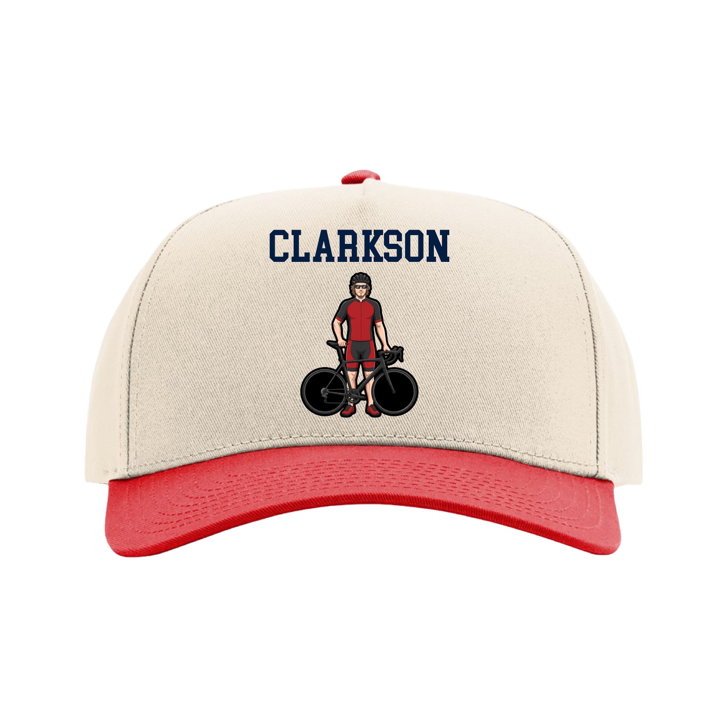Full Fabric Five-Panel Champ Cap — Shirsey in Cream/Red