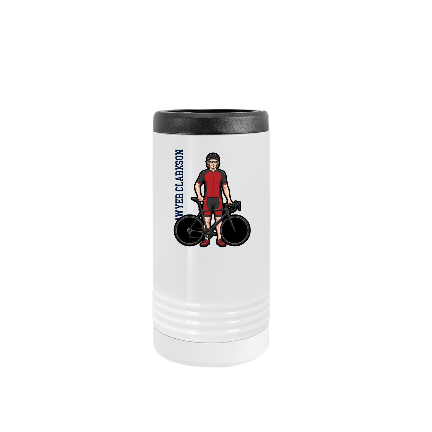 Slim Beverage Holder — Name Vertical in White