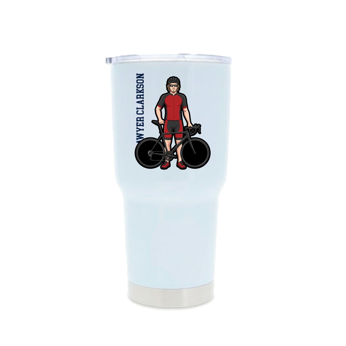 30oz Stainless Steel Tumbler — Name Vertical in White