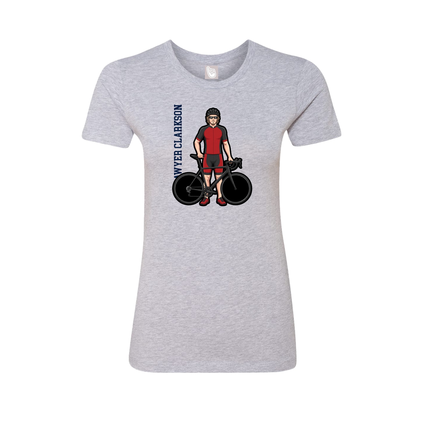 Fitted Women's Tee — Name Vertical in Grey