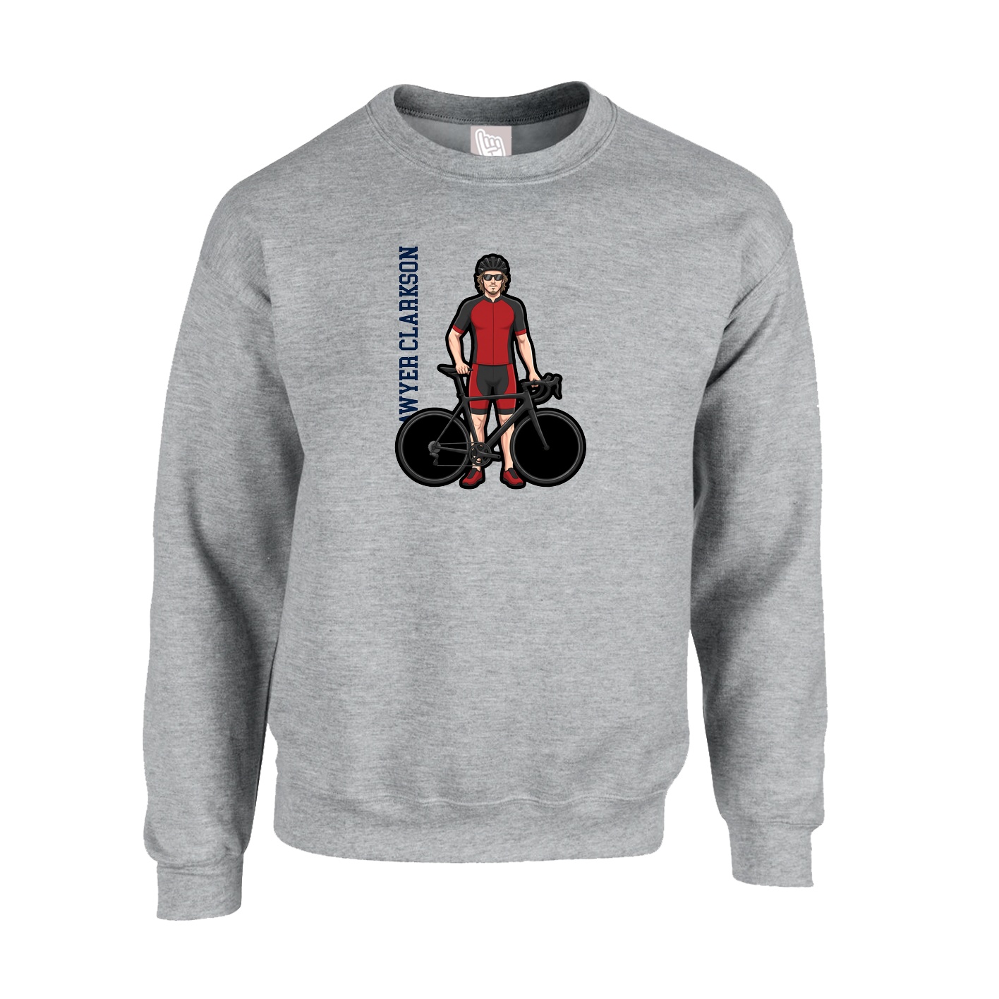 Fleece Crew — Name Vertical in Grey