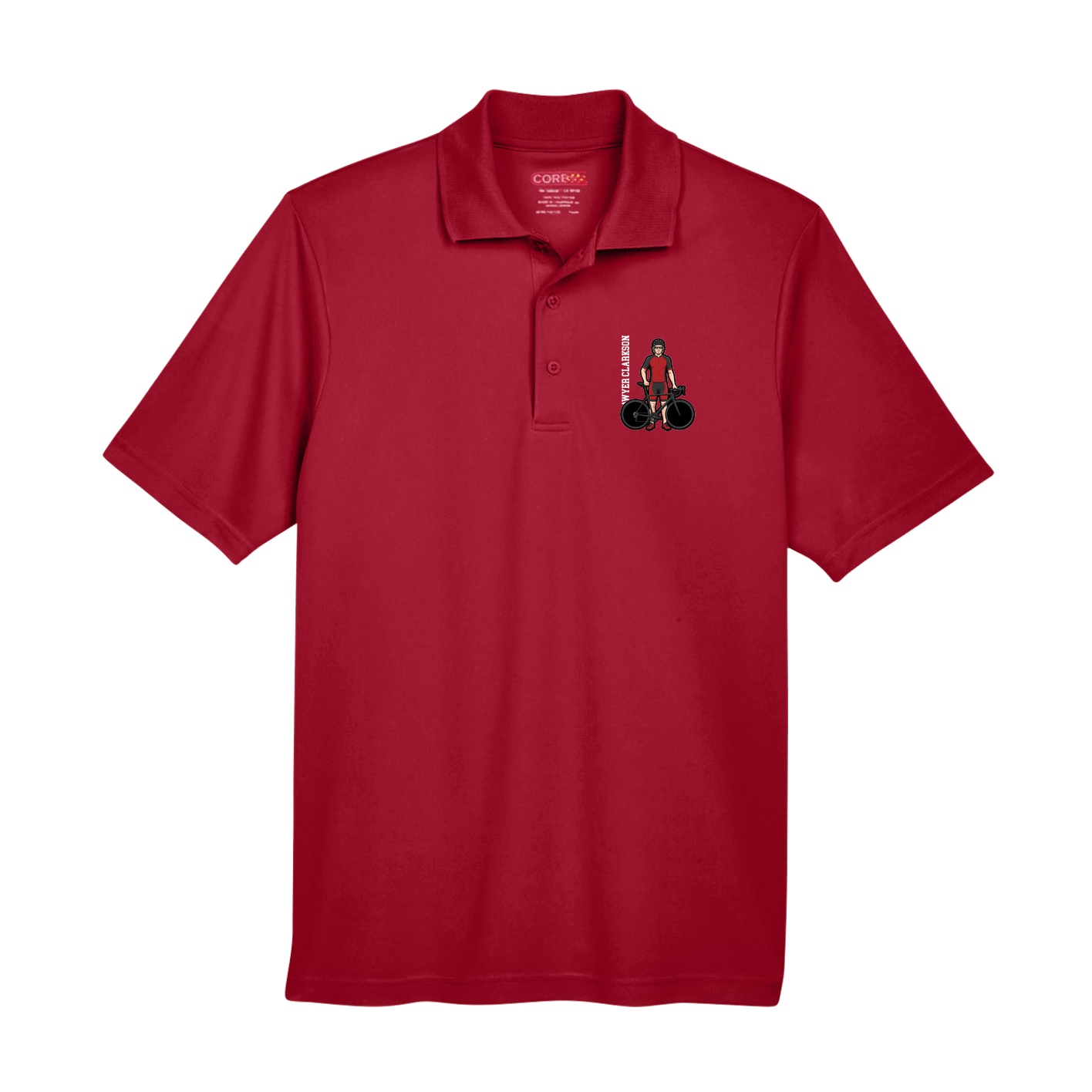 Performance Polo — Name Vertical in Red