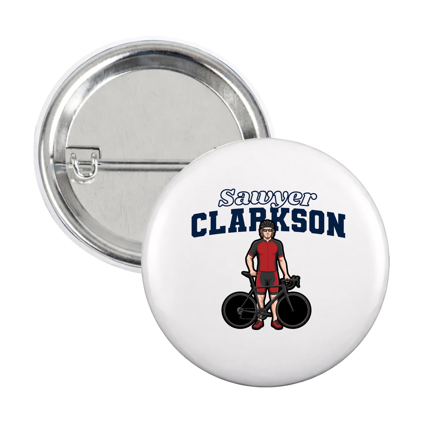 Game Day Button — Name Arch in White