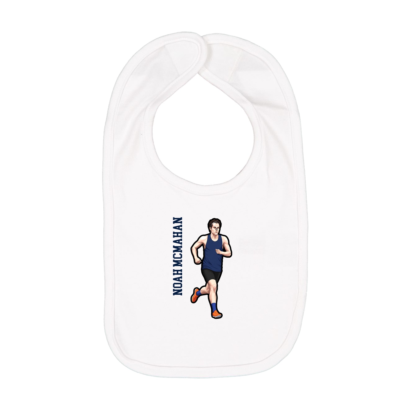 Infant Bib — Name Vertical in White