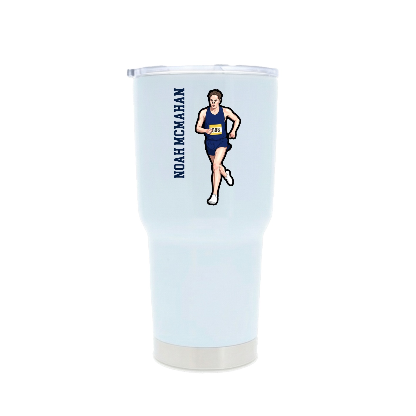 30oz Stainless Steel Tumbler — Name Vertical in White