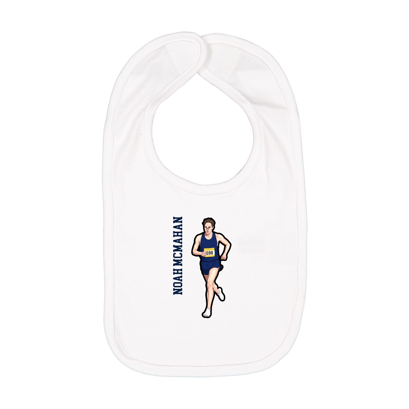 Infant Bib — Name Vertical in White