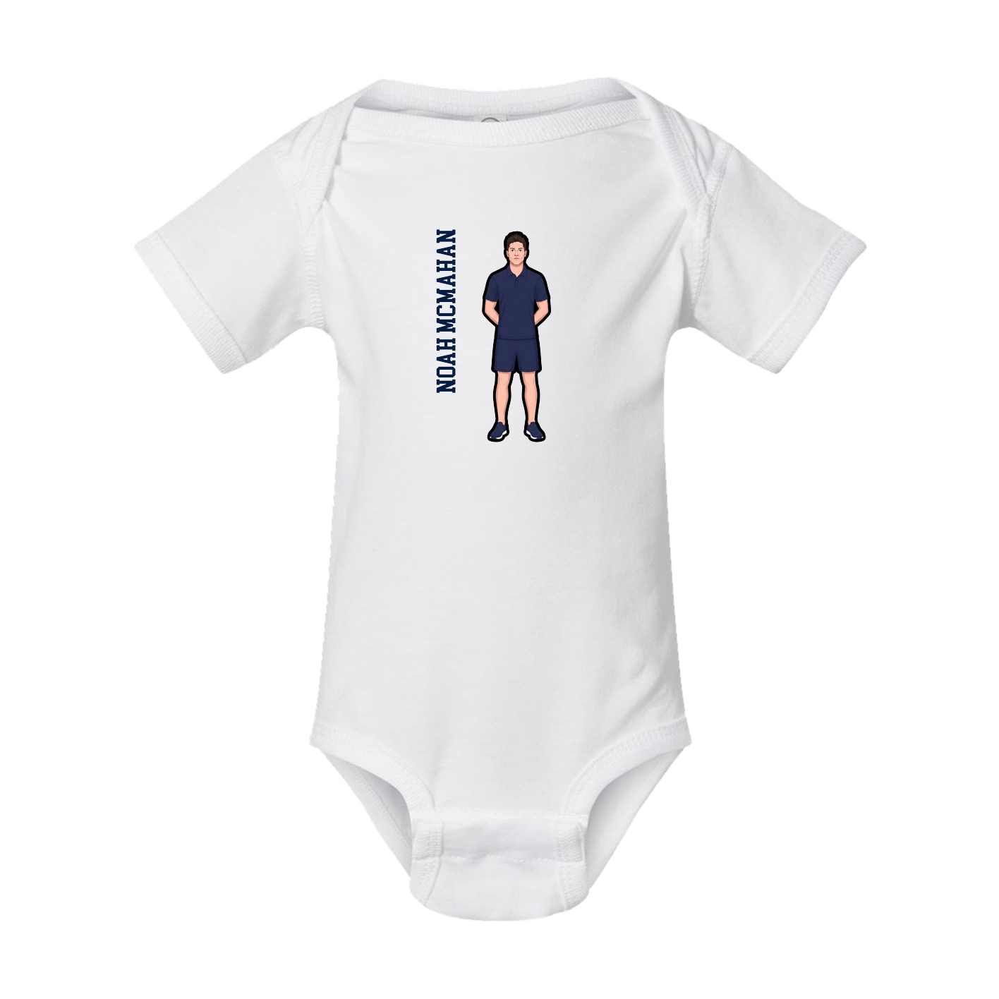 Baby Onesie — Name Vertical in White
