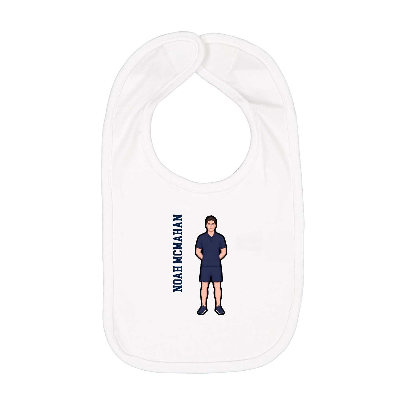 Infant Bib — Name Vertical in White