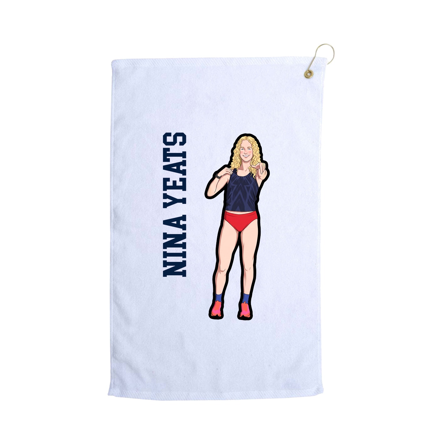 Golf Towel — Name Vertical in White