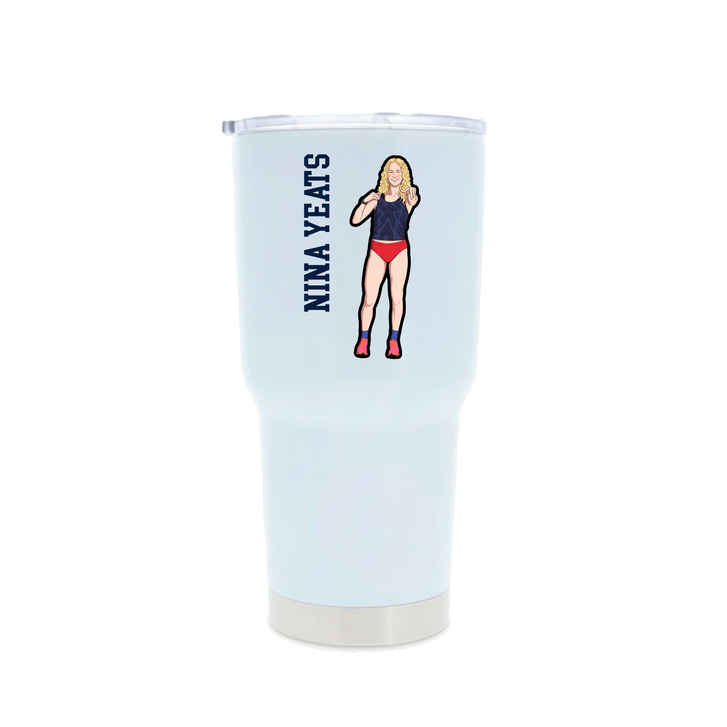 30oz Stainless Steel Tumbler — Name Vertical in White