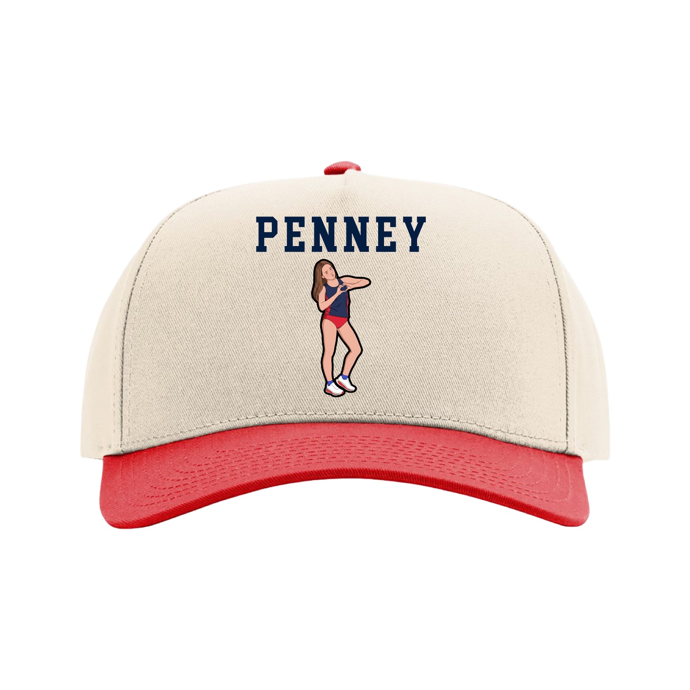 Full Fabric Five-Panel Champ Cap — Shirsey in Cream/Red