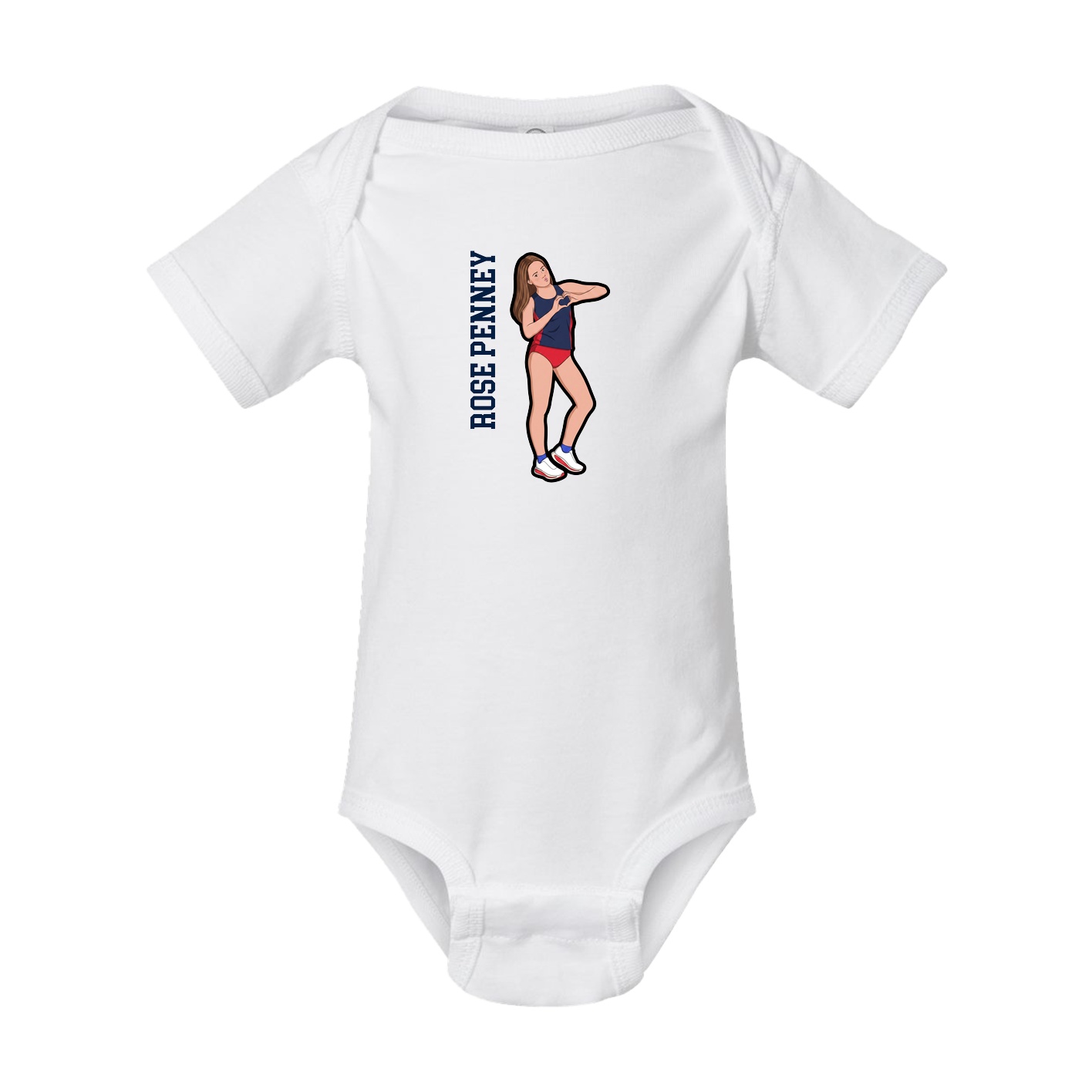 Baby Onesie — Name Vertical in White