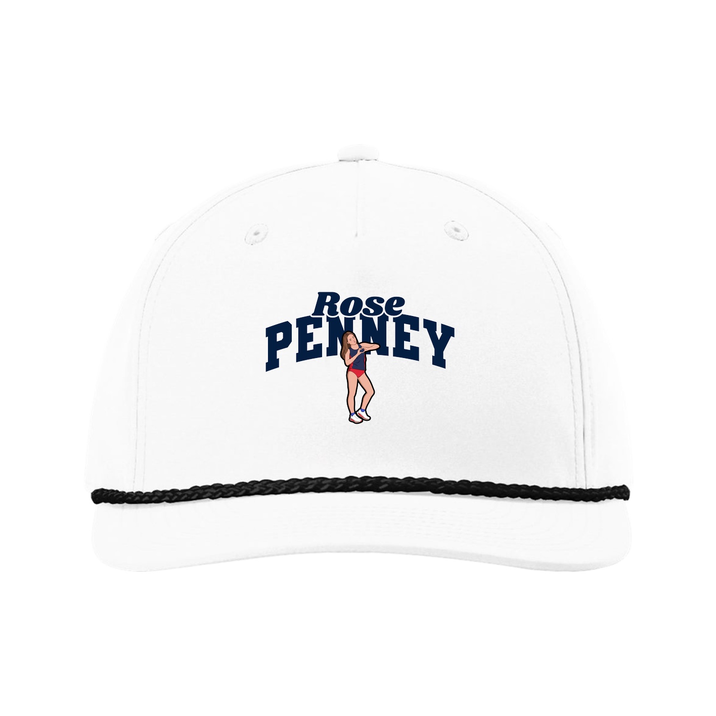 Five-Panel Classic Rope Cap — Signature Arch in White