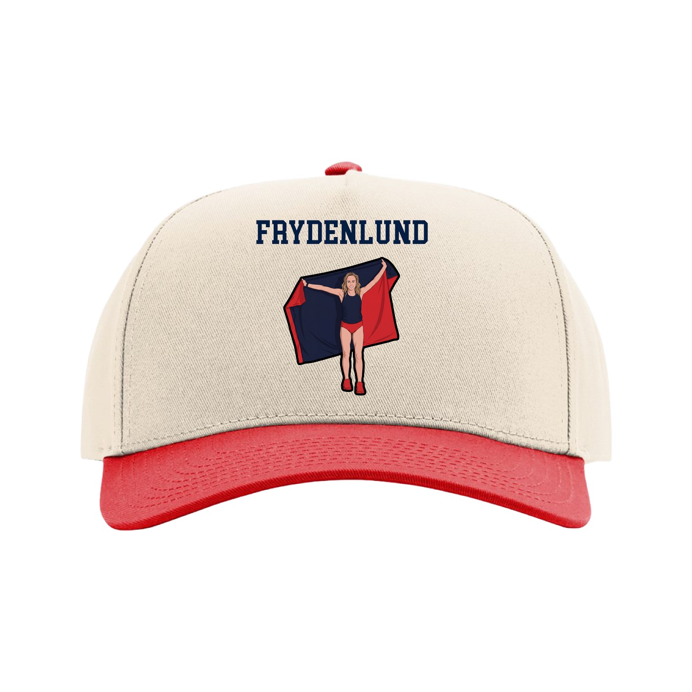 Full Fabric Five-Panel Champ Cap — Shirsey in Cream/Red