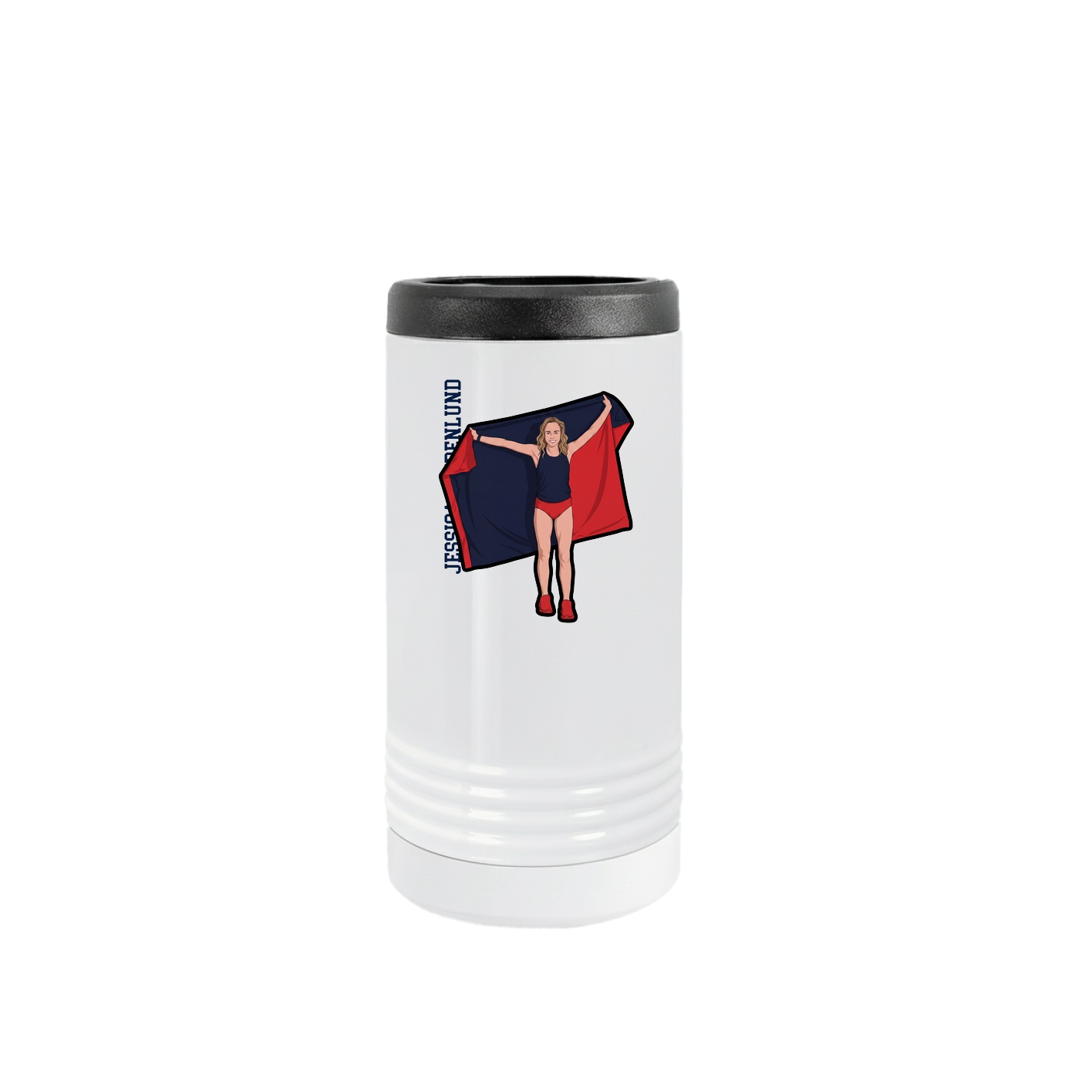 Slim Beverage Holder — Name Vertical in White