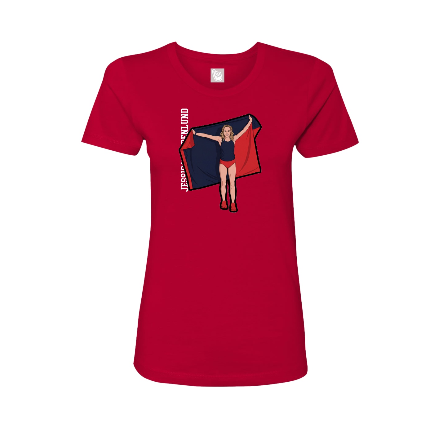 Fitted Women's Tee — Name Vertical in Red