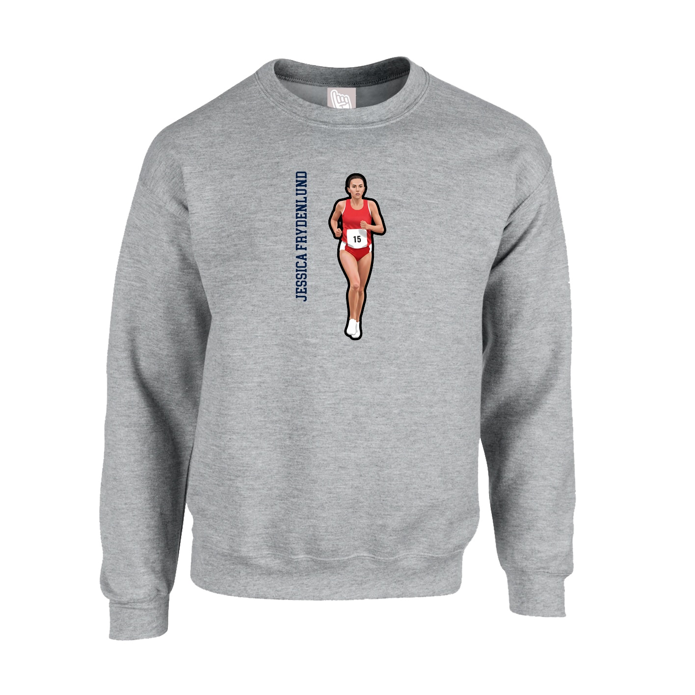 Fleece Crew — Name Vertical in Grey
