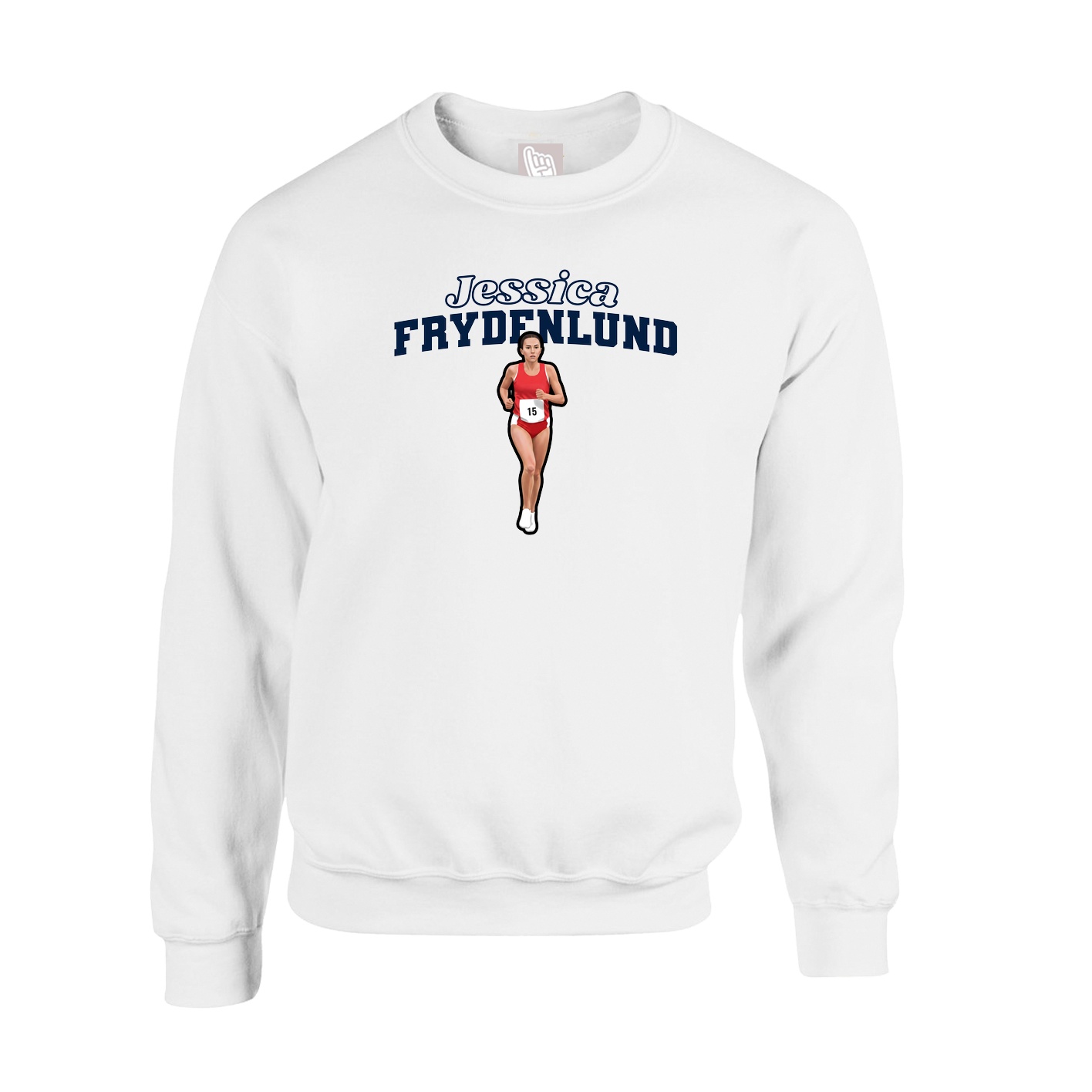 Fleece Crew — Name Arch in White