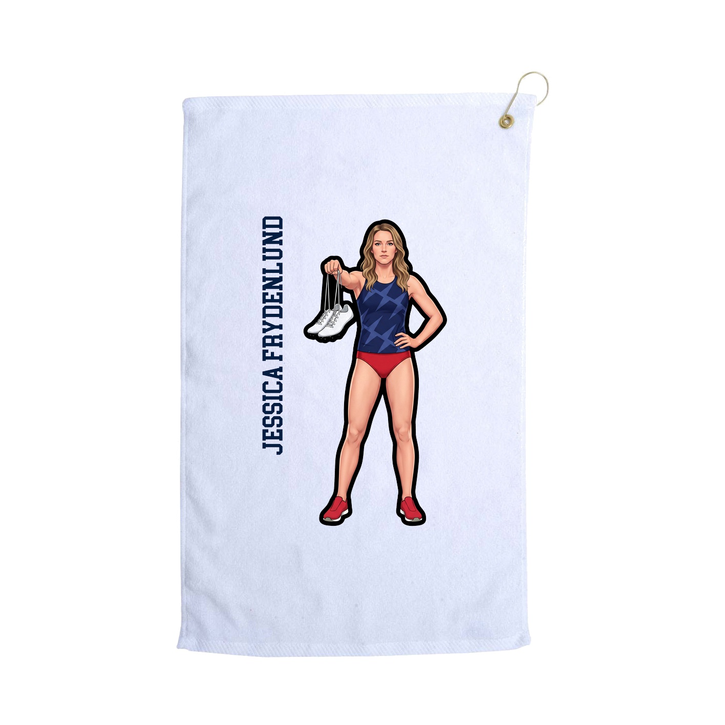 Golf Towel — Name Vertical in White