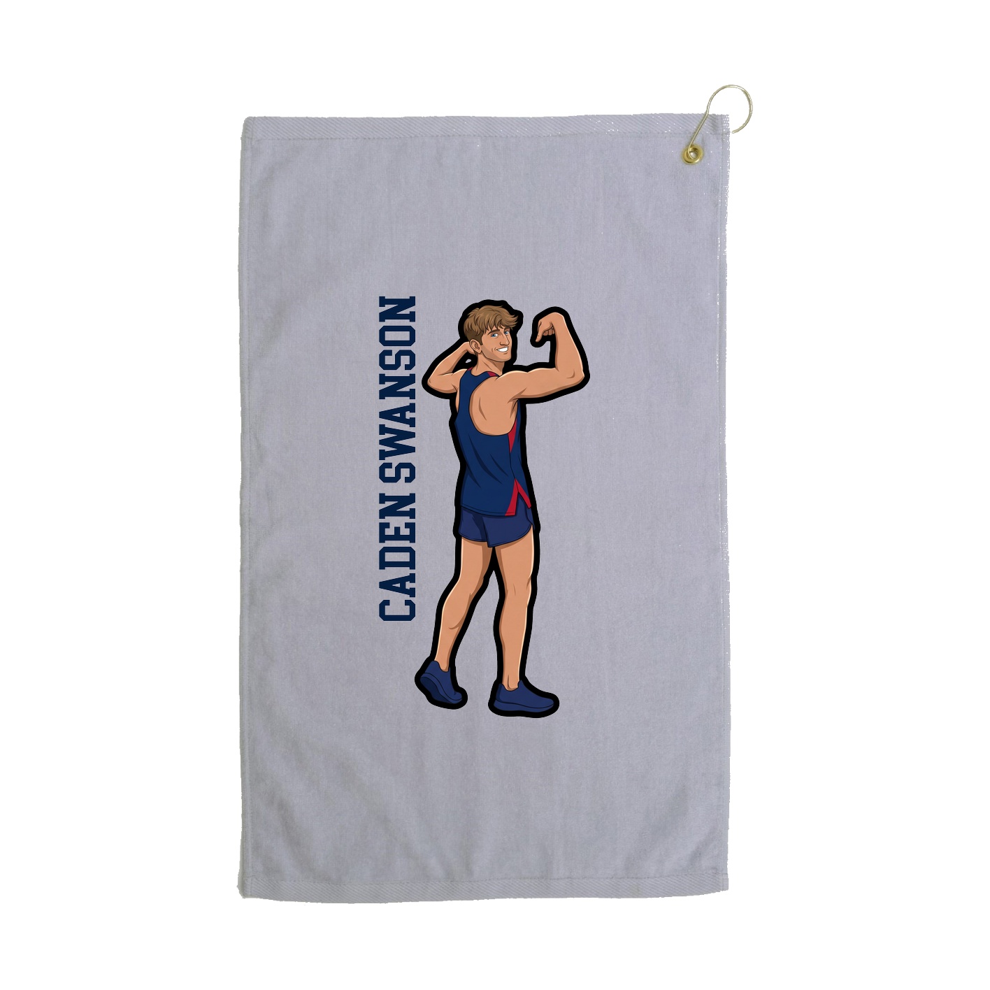 Golf Towel — Name Vertical in Grey