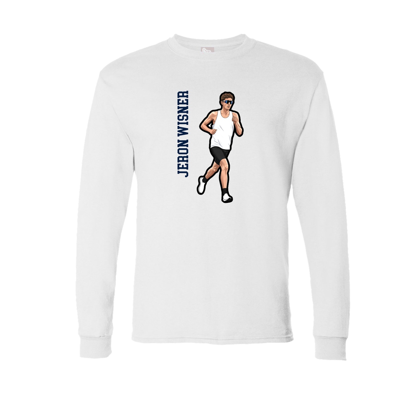 Long Sleeve Tee — Name Vertical in White