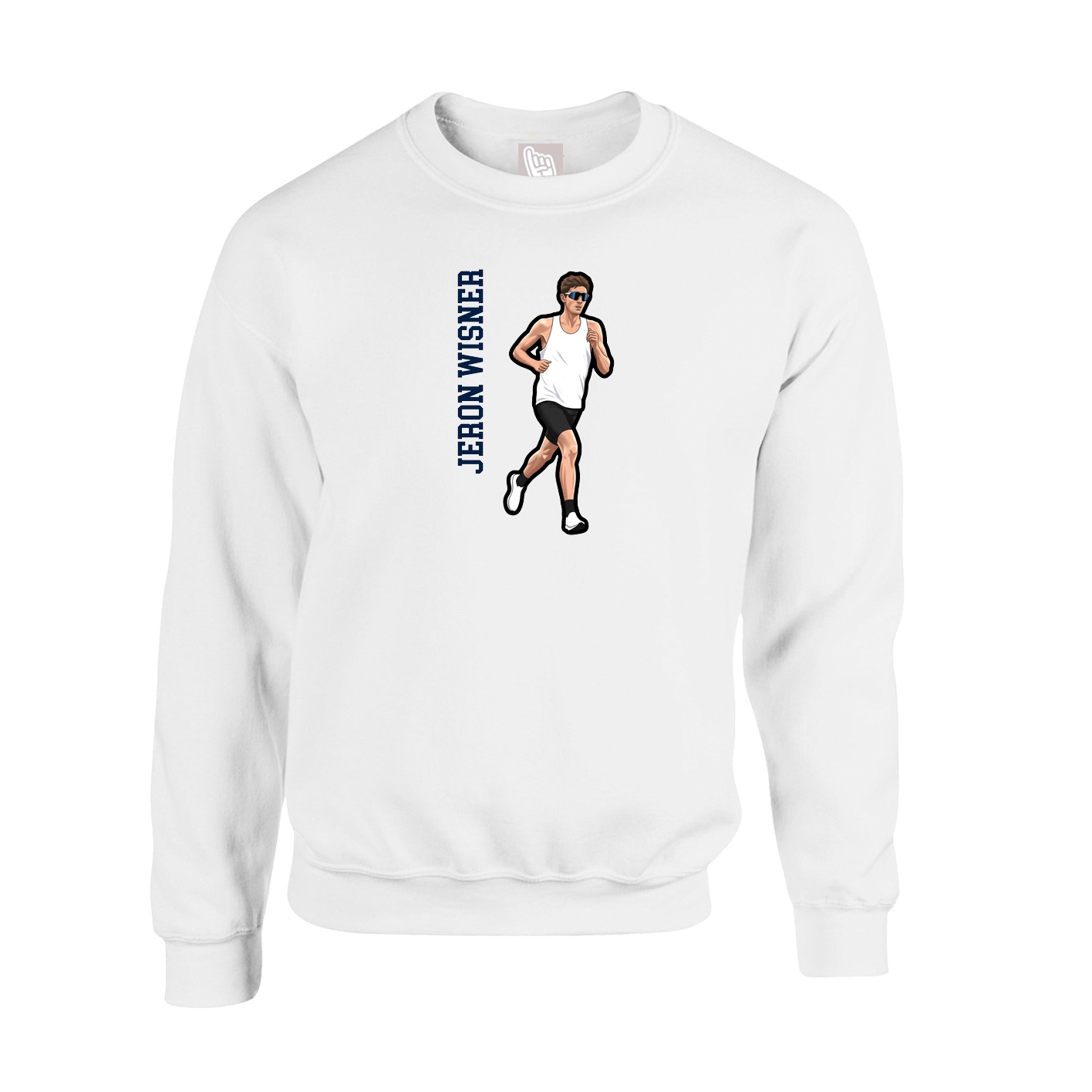 Fleece Crew — Name Vertical in White