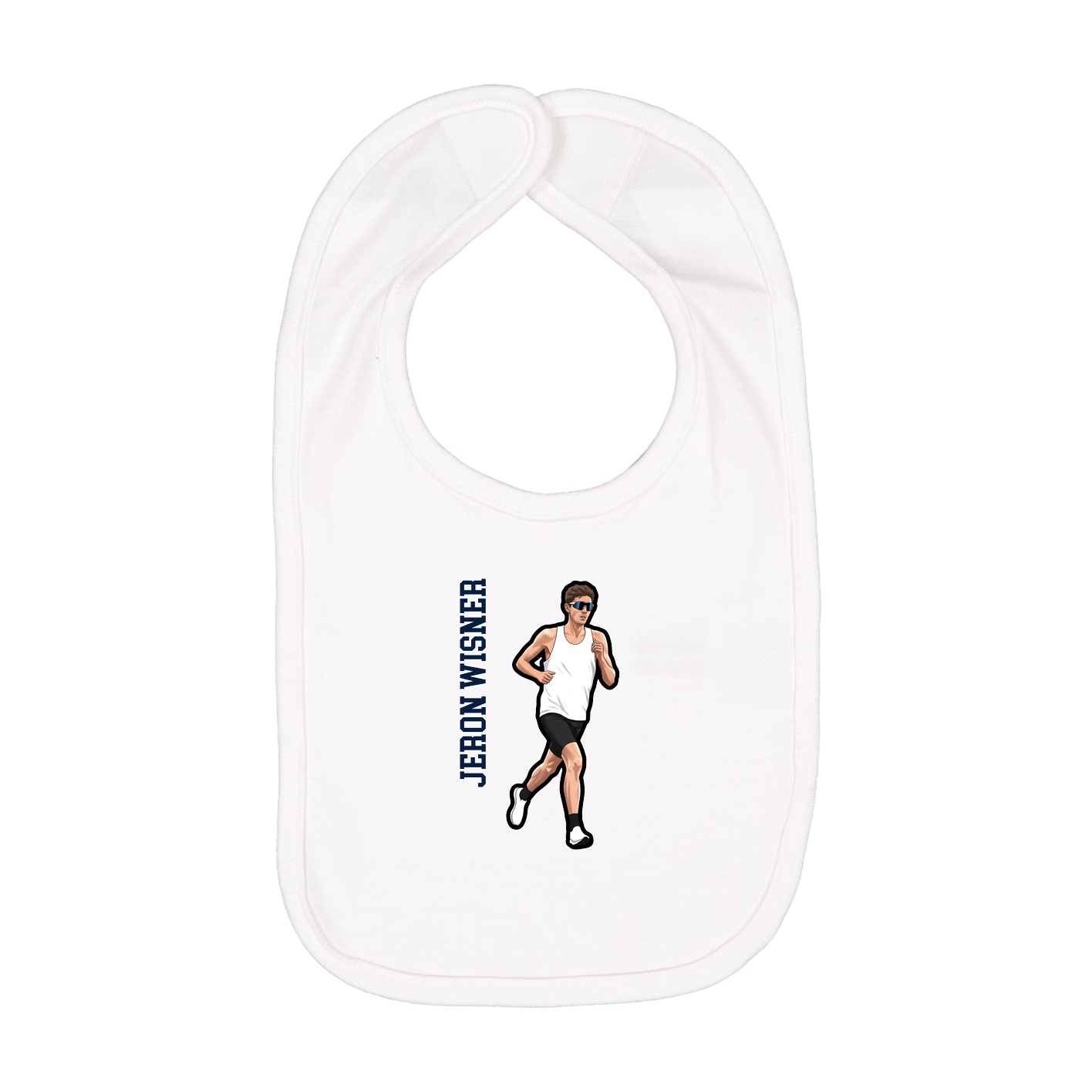 Infant Bib — Name Vertical in White