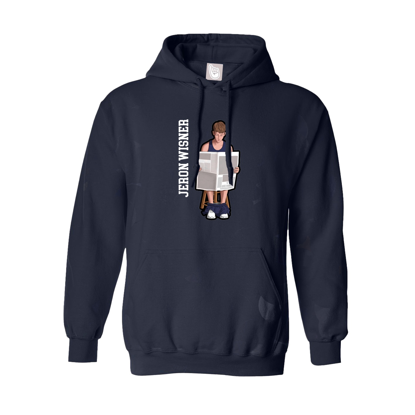 Youth Hoodie — Name Vertical in Navy