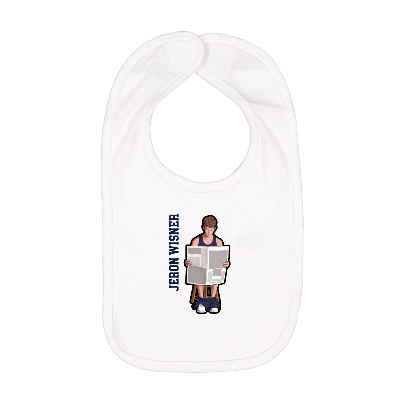 Infant Bib — Name Vertical in White