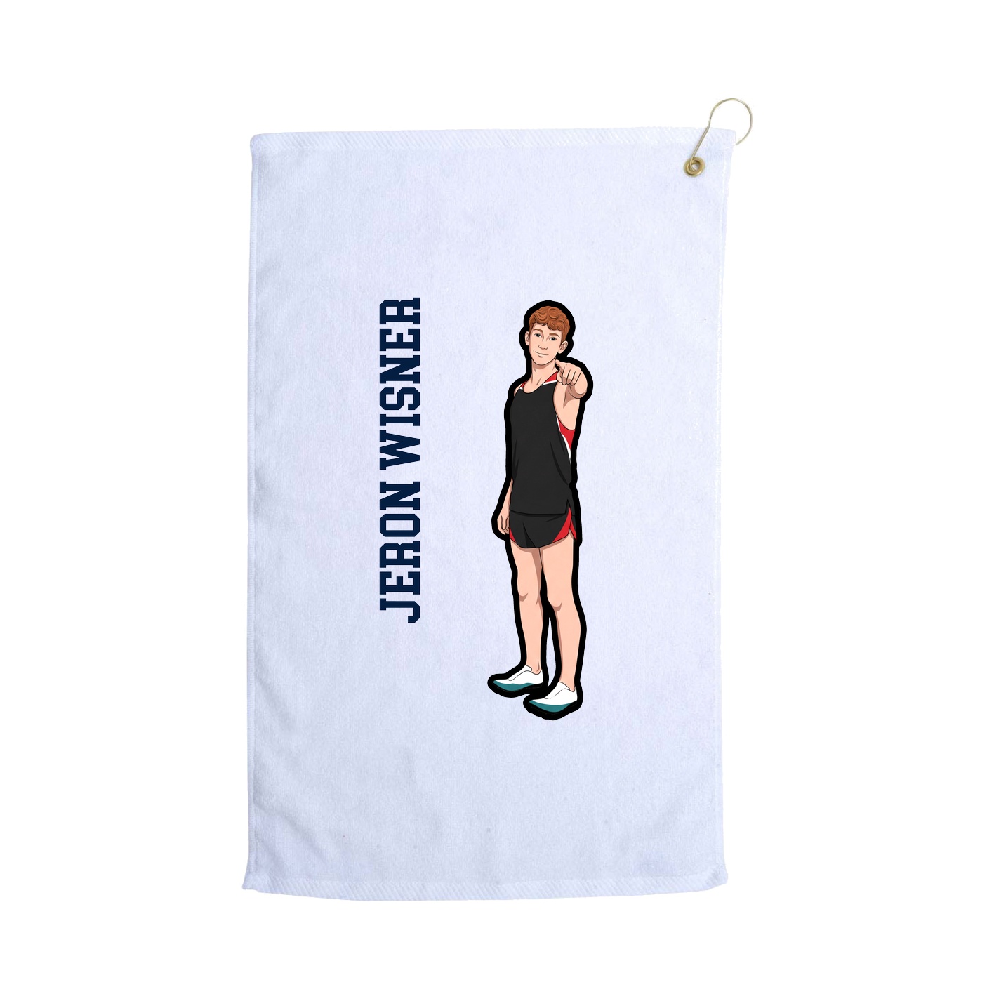 Golf Towel — Name Vertical in White