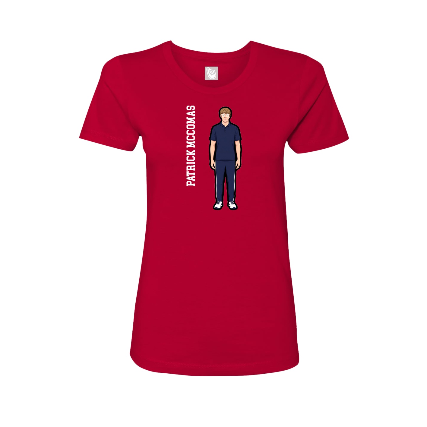 Fitted Women's Tee — Name Vertical in Red