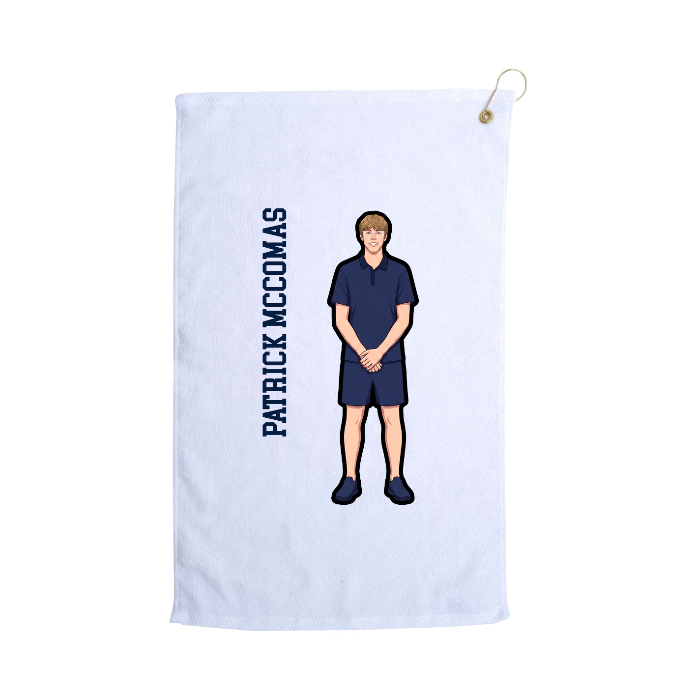 Golf Towel — Name Vertical in White