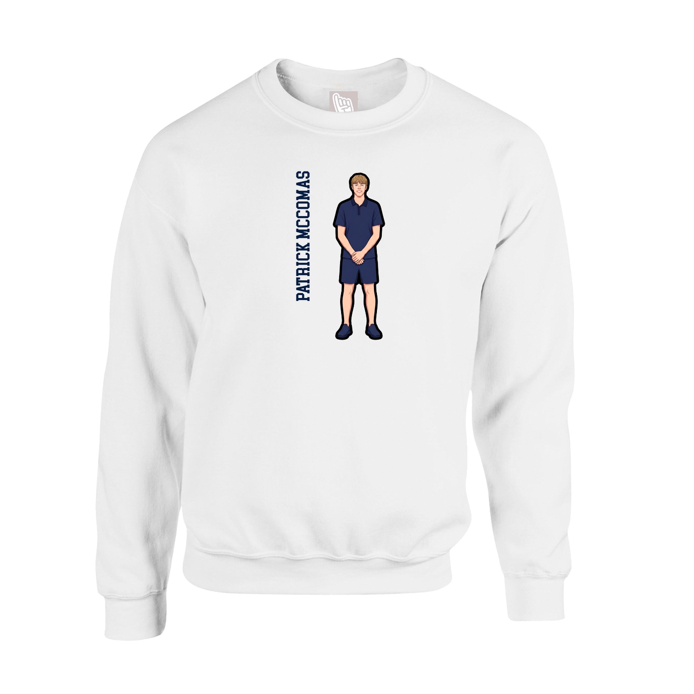 Fleece Crew — Name Vertical in White